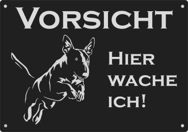 Aluminium Warnschild Bullterrier VORSICHT Hier wache ich!